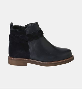 Boots tresse en cuir - Cyrillus - Marine