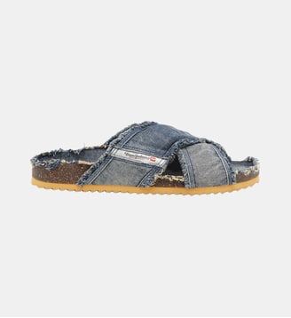 D-Woodstock-Crossover mules en denim effiloché Diesel