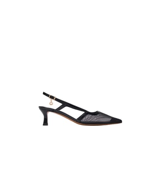 Slingbacks en cuir et mesh - Maje - Noir