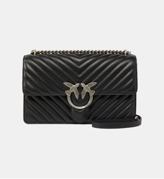 Sac bandoulière moyen love bag one chevron - Pinko - Noir et acier