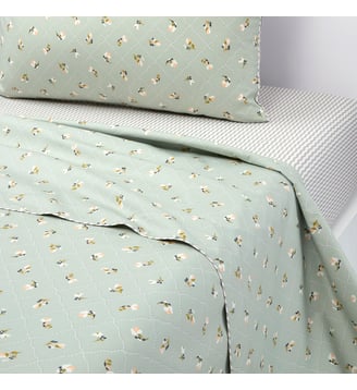 Drap plat en percale de coton - Desforges - A motif