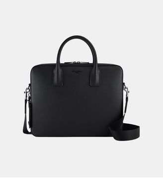 Porte document slim 14" Emile en cuir signature T - Le Tanneur - Noir