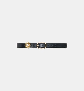 Ceinture en cuir à bijou amovible - Maje - Noir