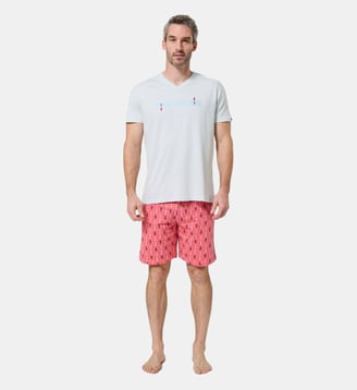 Pyjashort en jersey de coton léger - Pince sans rire - Arthur - Corail