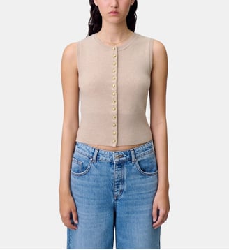 Top maille boutonné - Claudie Pierlot - Beige