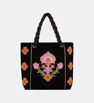 Sac cabas avec broderies TALANGA - Wild - Noir