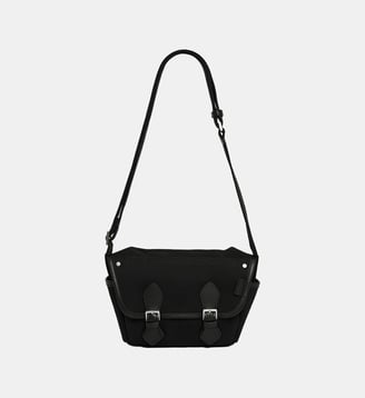 Petit sac bandoulière Solveig en toile coton et cuir lisse - Le Tanneur - Noir