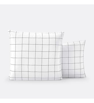 Taie d'oreiller coton lavé Monille - La Redoute Interieurs - Blanc et noir