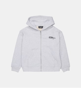 Sweat-shirt zippé avec logo - Dsquared2 - Gris clair
