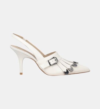 Slingbacks en cuir avec détails sellerie - Pinko - Blanc latte