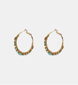 Boucles d'oreilles larges créoles   - Iancura - Satellite - Bleu turquoise