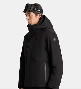 Manteau court droit à logo à capuche courte Fusalp