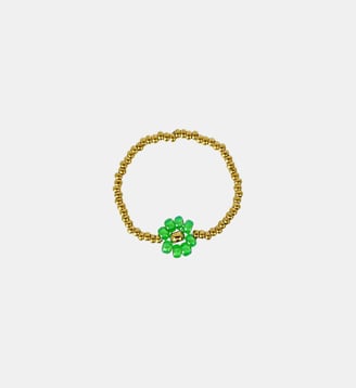 Bague  Prairie avec fleurs à perles Miyuki - Les Cléias - Vert