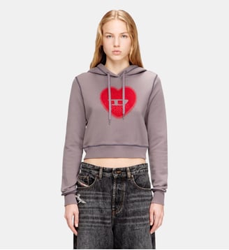 Sweat à capuche avec imprimé cœur et clous - Diesel - Violet