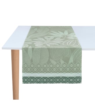 Chemin de table Nature Sauvage 100% coton - Le Jacquard Francais - Vert grisé