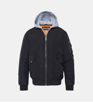 Bomber à capuche moletton - Schott - Bleu marine