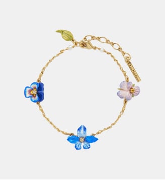 Bracelet fin violette et pensée - Les Néréides - Bleu