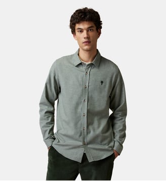 Chemise en flanelle - Faguo - Vert foncé et écru