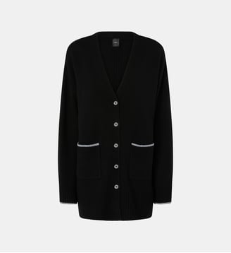 Cardigan long à col v - Pinko - Limousine noire