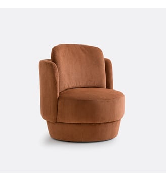 Fauteuil rotatif velours côtelé - La Redoute Interieurs - Terracotta