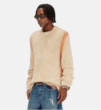 Pull en mélange d’alpaga avec coutures effet spray - Diesel - Marron clair