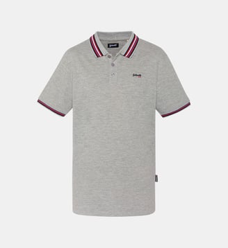 Polo avec liserés tricolores - Schott - Gris chine