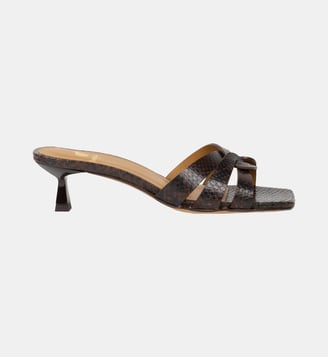 Sandales à Talon Isalie Cuir Embossé Serpent - Bobbies - Brun cobra