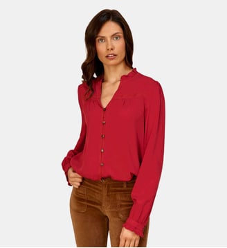 Blouse manches longues col v uni BOWEN La Petite Etoile
