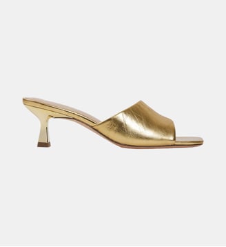 Mules à talon en cuir métallisé - Sandro - Or