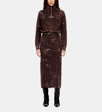 Robe midi en maille mélangée traitée - Diesel - Marron