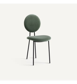 Chaise médaillon en métal acier et velours - AM.PM - Vert sauge