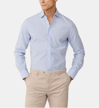 Chemise Popeline Gingham City Coupe Ajustée - Hackett London - Bleu ciel