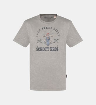 T-shirt biker, effet flammé - Schott - Gris