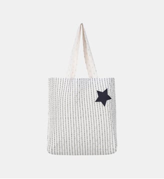 Tote-bag imprimé à rayures BRILLER - La Petite Etoile - Écru