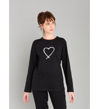 t-shirt en coton coeur - Agnès b. - Noir