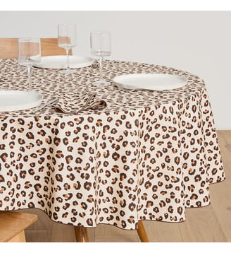 Nappe ronde, imprimé léopard, en coton - La Redoute Interieurs - Imprimé léopard