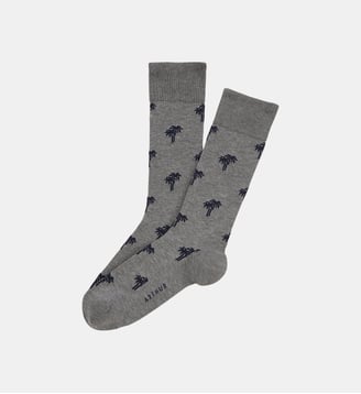 Chaussettes en fil d'écosse - Palmier - Arthur - Gris