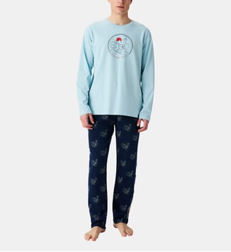 Pyjama en jersey de coton épais - Descente de lit - Arthur - Marine