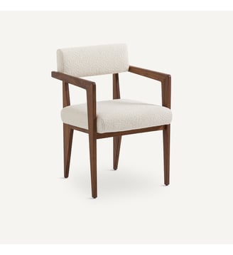 Fauteuil de table noyer et bouclette - AM.PM - Écru