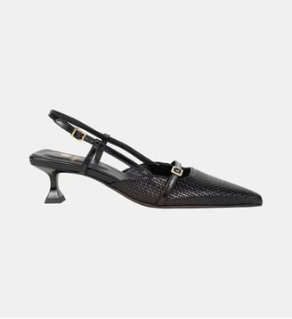Slingbacks à Talons Reem Cuir - Bobbies - Noir tressé