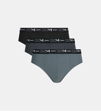 Lot de 3 Slips Homme Coton Stretch - Dim - Gris acier
