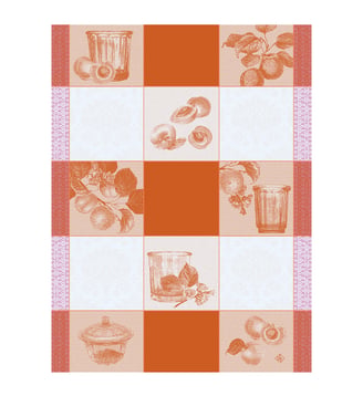 Torchon Confitures Carreaux 100% coton - Le Jacquard Francais - Orange terre cuite