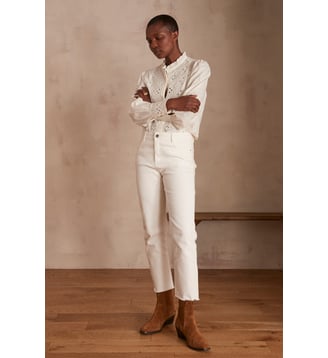 Jean Slim Et Cropped En Coton Mélangé Patience - Maison 123 - Blanc