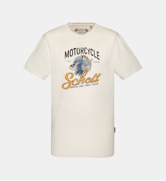 T-shirt biker cartoon - Schott - Blanc cassé