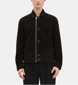 Blouson en suède à zip décalé - The Kooples - Black