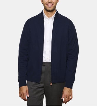 Pull marine zippé en cachemire - Atelier Privé - Bleu marine