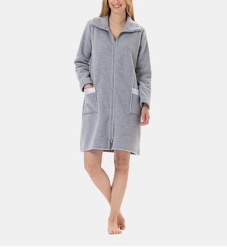 Robe de chambre zippée en polaire ESSENTIEL H54A - Lingerie LE CHAT - Gris