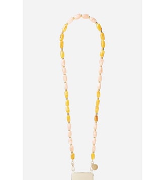 Chaîne de téléphone Talia perles jaune et rose - La Coque Française - Jaune