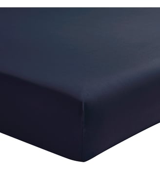 Drap housse uni en percale de coton, bonnet de 40cm, PREMIÈRE - Essix - Bleu nuit