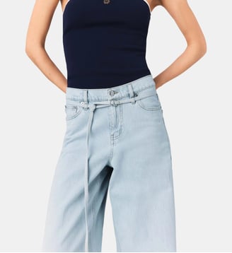 Jean large avec strass - Maje - Bleu ciel